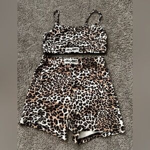 Leopard Print sports bra and Shorts Set